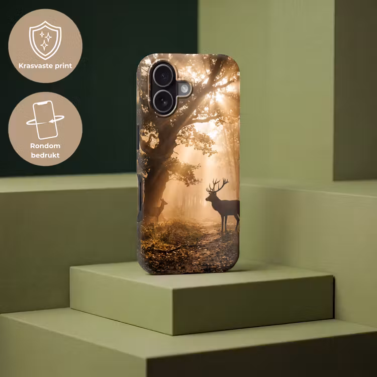Hert - Bos - Mistig - Natuur - Goud Toughcase MagSafe Apple iPhone 17 klein -USP_PrintM_NL