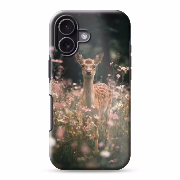 Hert - Wilde bloemen - Bos Toughcase MagSafe Apple iPhone 17 klein -3d