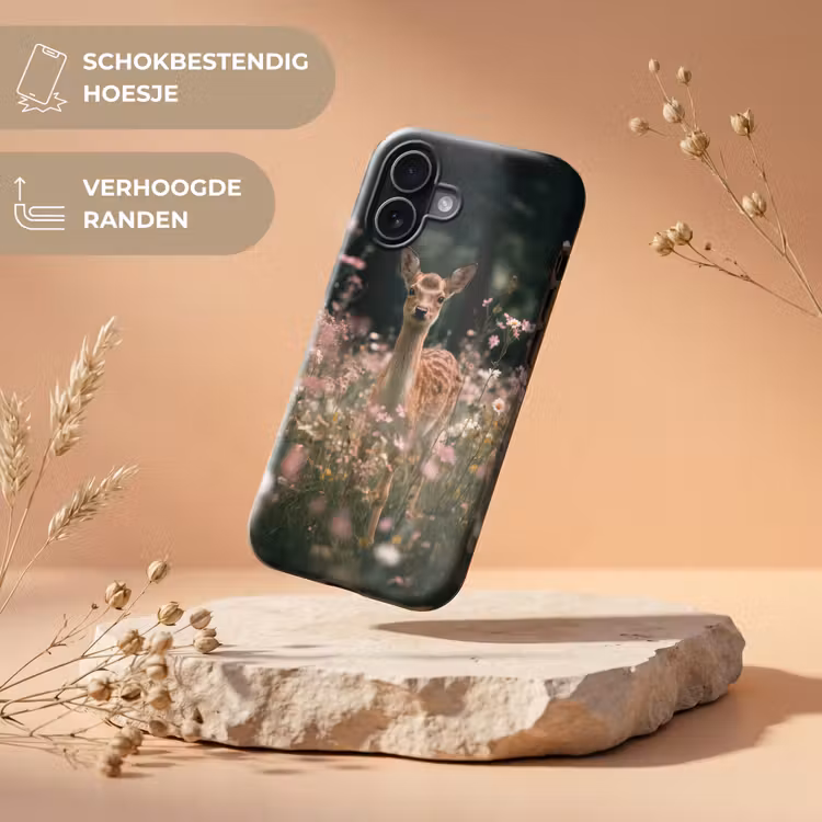 Hert - Wilde bloemen - Bos Toughcase MagSafe Apple iPhone 17 klein -USP_RandenV_NL
