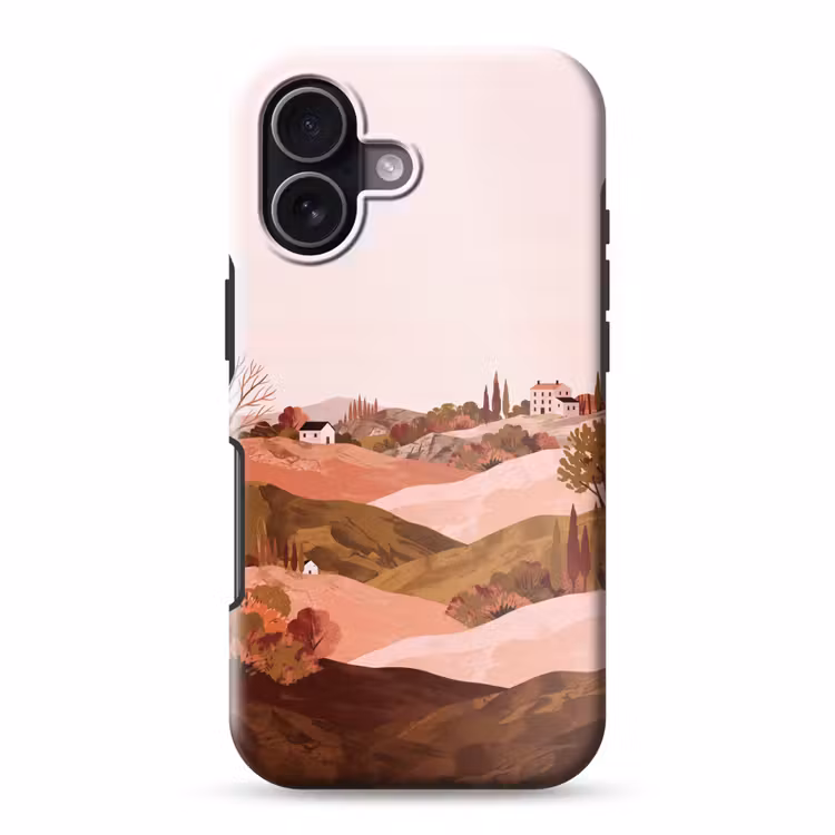 Heuvellandschap - Grafisch - Terracotta Toughcase MagSafe Apple iPhone 17 klein -3d