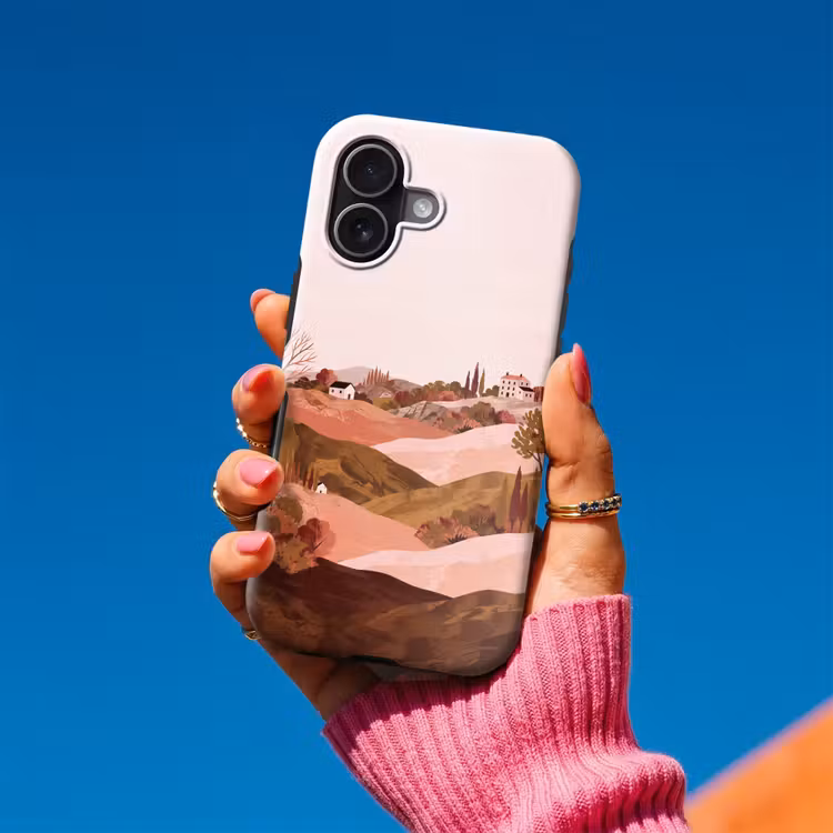 Heuvellandschap - Grafisch - Terracotta Toughcase MagSafe Apple iPhone 17 klein -Sfeer1V
