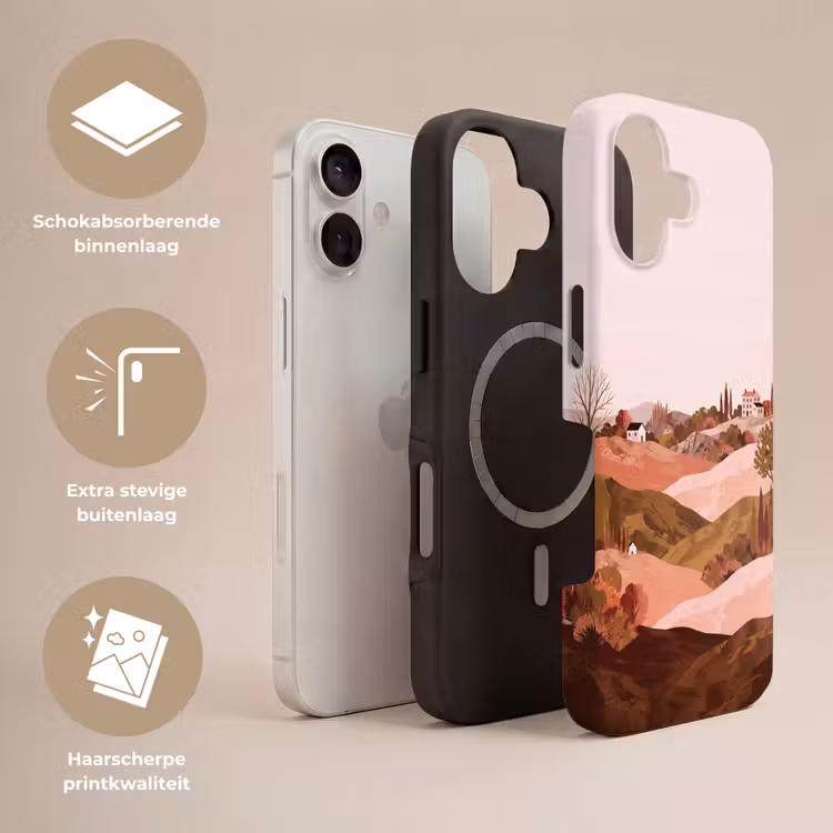 Heuvellandschap - Grafisch - Terracotta Toughcase MagSafe Apple iPhone 17 klein -USP_Lagen_NL