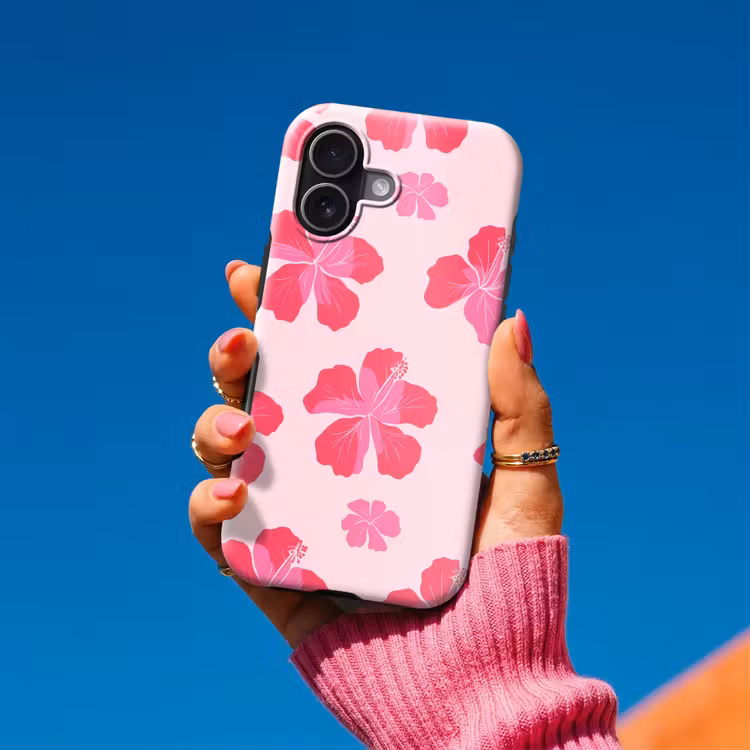 Hibiscus - Bloemen - Roze Toughcase MagSafe Apple iPhone 17 klein 1017 -Sfeer1V