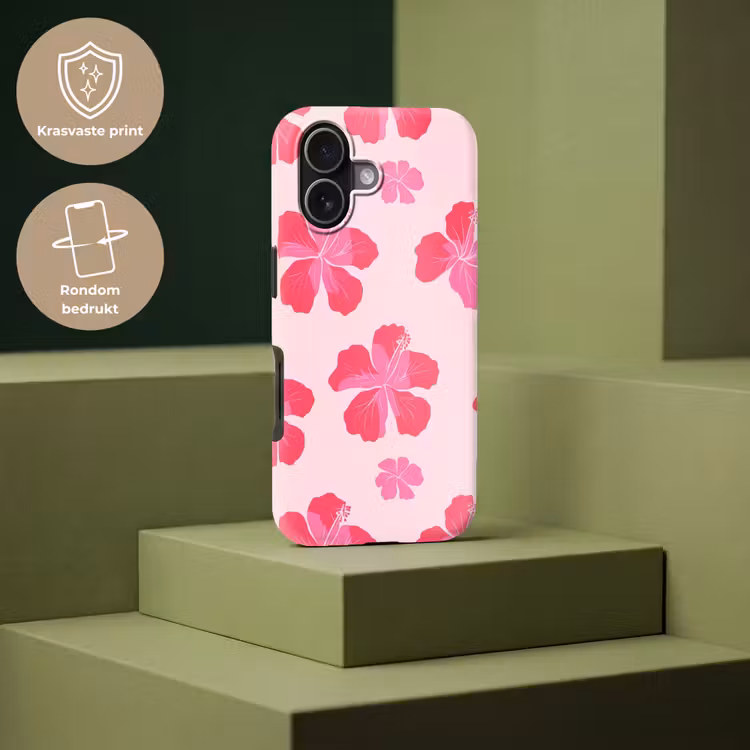 Hibiscus - Bloemen - Roze Toughcase MagSafe Apple iPhone 17 klein 1017 -USP_PrintM_NL