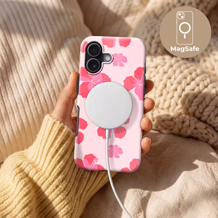 Hibiscus - Bloemen - Roze Toughcase MagSafe Apple iPhone 17 klein 1017 -USP_MagsafeV