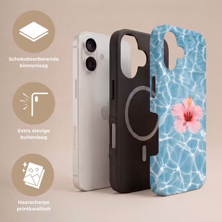 Hibiscus - Water - Roze Toughcase MagSafe Apple iPhone 17 klein -USP_Lagen_NL