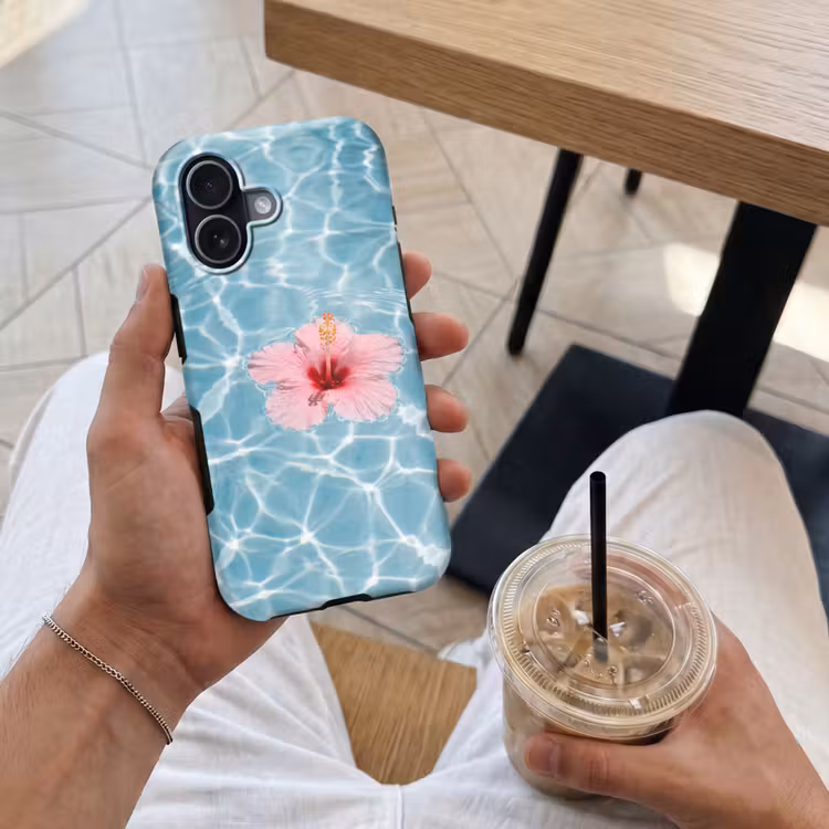 Hibiscus - Water - Roze Toughcase MagSafe Apple iPhone 17 klein -Sfeer1M