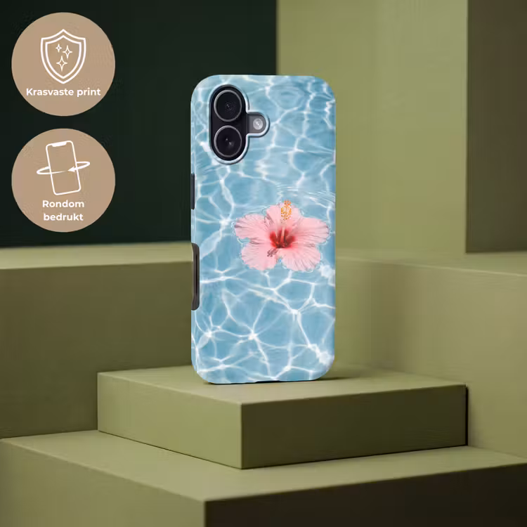 Hibiscus - Water - Roze Toughcase MagSafe Apple iPhone 17 klein -USP_PrintM_NL