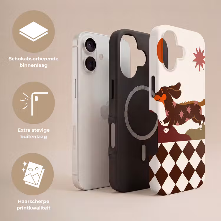 Hond - Abstract - Dieren - Modern - Bruin Toughcase MagSafe Apple iPhone 17 klein -USP_Lagen_NL