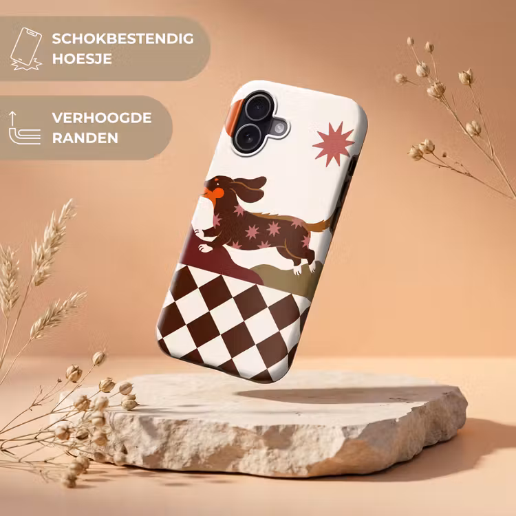 Hond - Abstract - Dieren - Modern - Bruin Toughcase MagSafe Apple iPhone 17 klein -USP_RandenV_NL