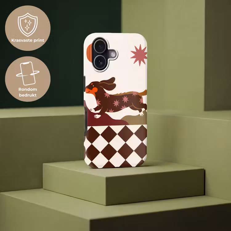 Hond - Abstract - Dieren - Modern - Bruin Toughcase MagSafe Apple iPhone 17 klein -USP_PrintM_NL