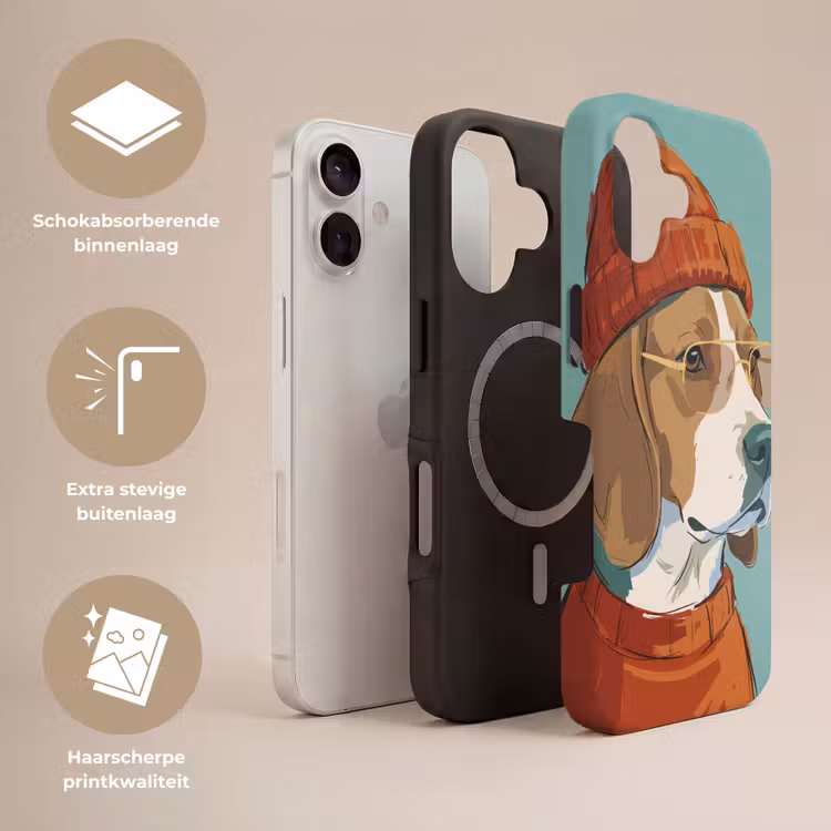 Hond - Beanie - Zonnebril - Dieren - Modern Toughcase MagSafe Apple iPhone 17 klein -USP_Lagen_NL