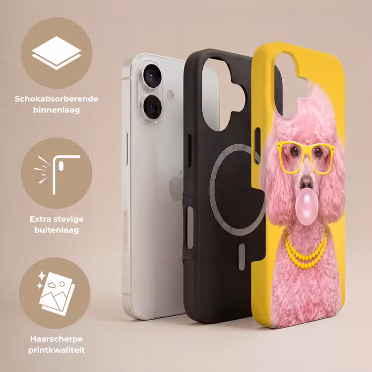 Hond - Kauwgum - Dieren - Modern - Roze Toughcase MagSafe Apple iPhone 17 klein -USP_Lagen_NL