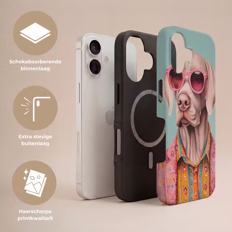 Hond - Overhemd - Bloemen - Bril Toughcase MagSafe Apple iPhone 17 klein -USP_Lagen_NL