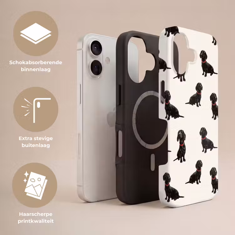 Hond - Patroon - Zwart Toughcase MagSafe Apple iPhone 17 klein 1017 -USP_Lagen_NL