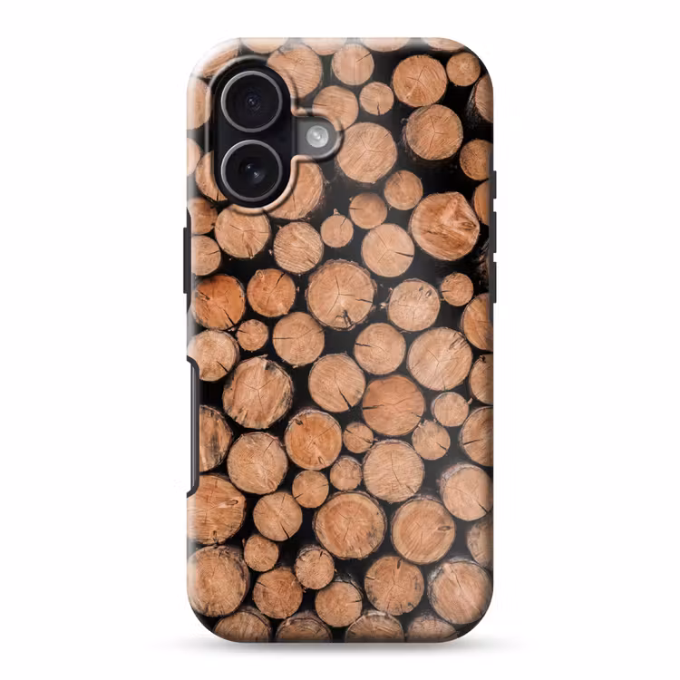 Houtblokken - Textuur - Patroon - Bruin - Rustiek Toughcase MagSafe Apple iPhone 17 klein -3d