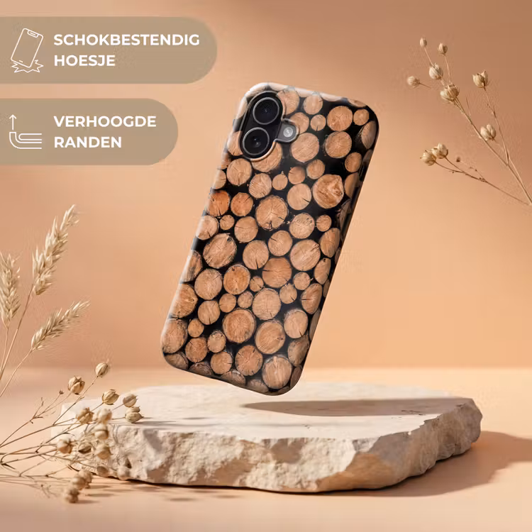 Houtblokken - Textuur - Patroon - Bruin - Rustiek Toughcase MagSafe Apple iPhone 17 klein -USP_RandenV_NL