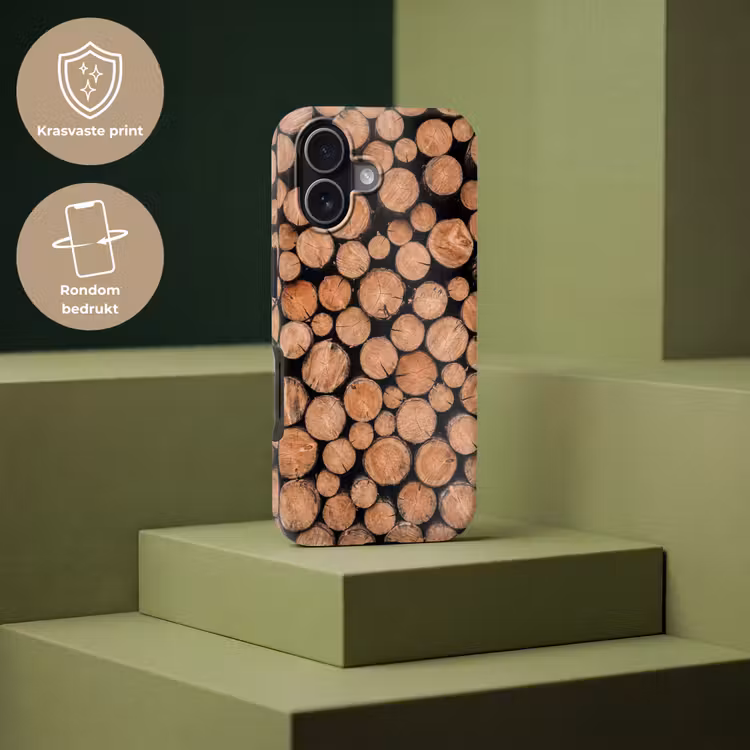 Houtblokken - Textuur - Patroon - Bruin - Rustiek Toughcase MagSafe Apple iPhone 17 klein -USP_PrintM_NL