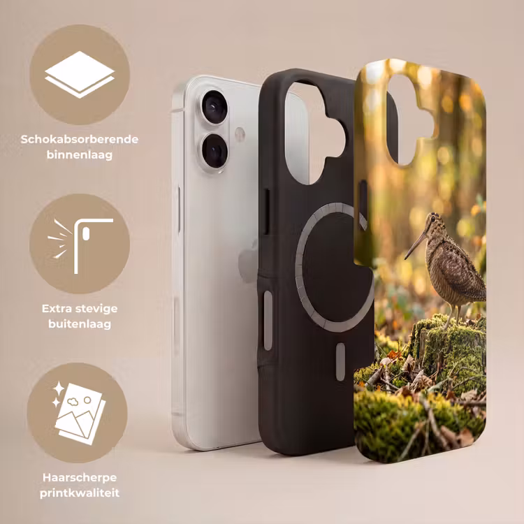 Houtsnip - Bos - Bladeren - Herfst - Gecamoufleerd Toughcase MagSafe Apple iPhone 17 klein -USP_Lagen_NL