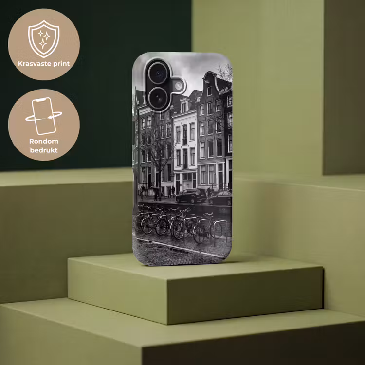 Huis - Gracht - Amsterdam - Architectuur - Zwart-wit Toughcase MagSafe Apple iPhone 17 klein -USP_PrintM_NL