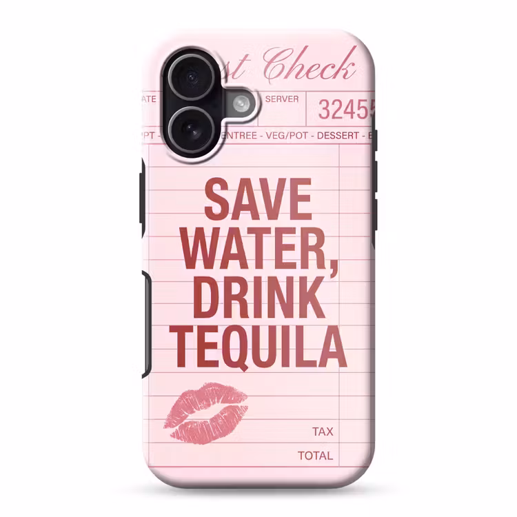 Humor - Drank - Tekst - Roze Toughcase MagSafe Apple iPhone 17 klein -3d