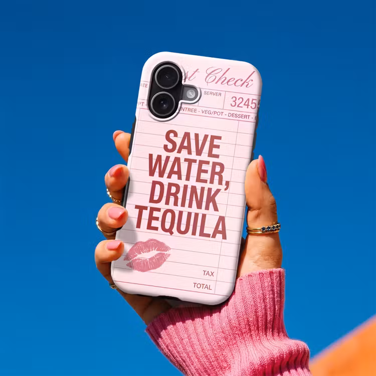 Humor - Drank - Tekst - Roze Toughcase MagSafe Apple iPhone 17 klein -Sfeer1V