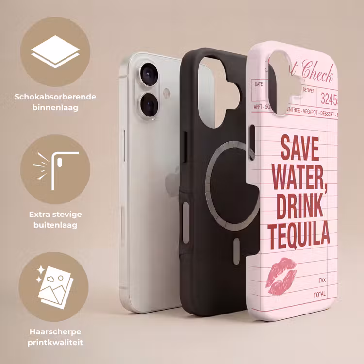 Humor - Drank - Tekst - Roze Toughcase MagSafe Apple iPhone 17 klein -USP_Lagen_NL