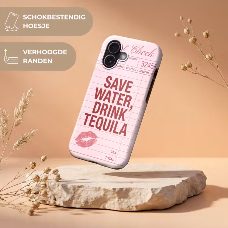 Humor - Drank - Tekst - Roze Toughcase MagSafe Apple iPhone 17 klein -USP_RandenV_NL