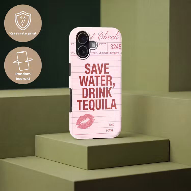 Humor - Drank - Tekst - Roze Toughcase MagSafe Apple iPhone 17 klein -USP_PrintM_NL