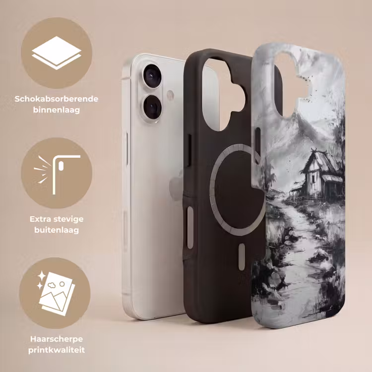 Hut - Grijs - Bergen - Mistig Toughcase MagSafe Apple iPhone 17 klein -USP_Lagen_NL