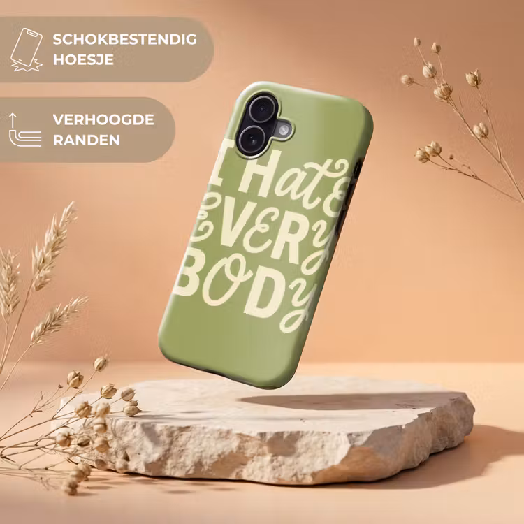 I hate everybody - Groen - Retro Toughcase MagSafe Apple iPhone 17 klein -USP_RandenV_NL