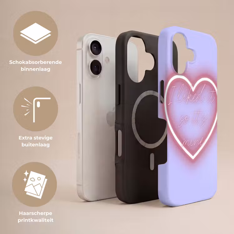 I liked it so it's mine - Neon hart - Paars Toughcase MagSafe Apple iPhone 17 klein -USP_Lagen_NL