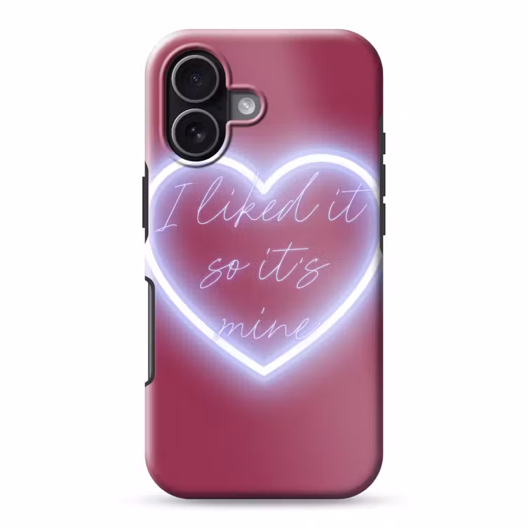 I liked it so it's mine - Neon hart - Roze Toughcase MagSafe Apple iPhone 17 klein -3d
