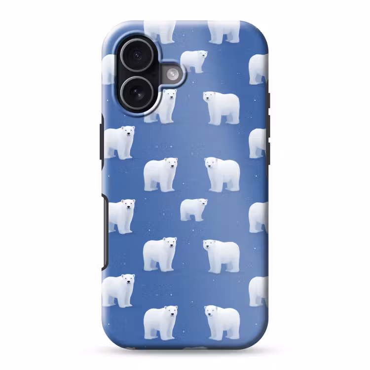 IJsbeer - Patroon - Blauw Toughcase MagSafe Apple iPhone 17 klein 1017 -3d