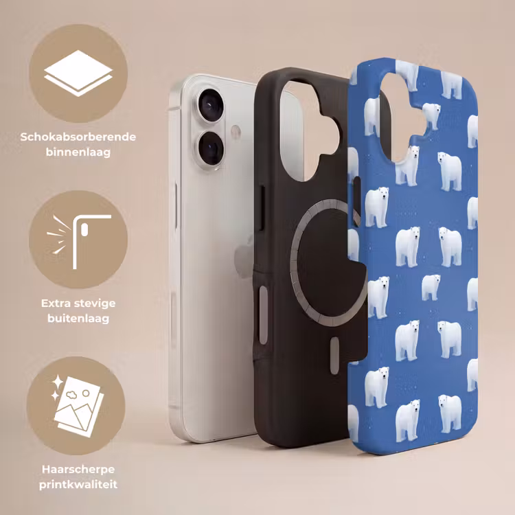 IJsbeer - Patroon - Blauw Toughcase MagSafe Apple iPhone 17 klein 1017 -USP_Lagen_NL