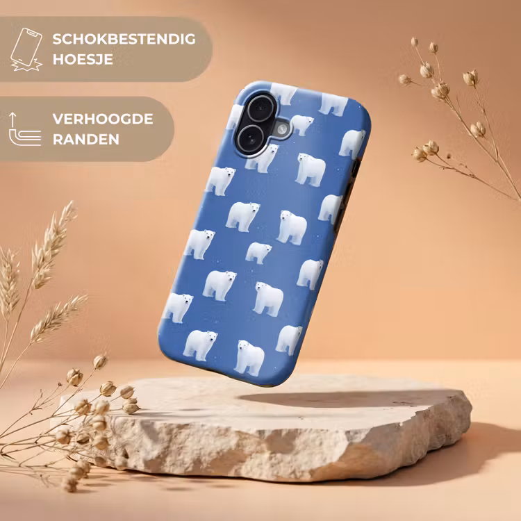 IJsbeer - Patroon - Blauw Toughcase MagSafe Apple iPhone 17 klein 1017 -USP_RandenV_NL