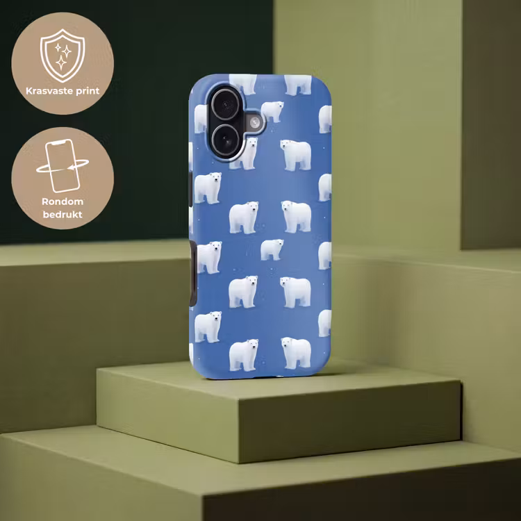 IJsbeer - Patroon - Blauw Toughcase MagSafe Apple iPhone 17 klein 1017 -USP_PrintM_NL