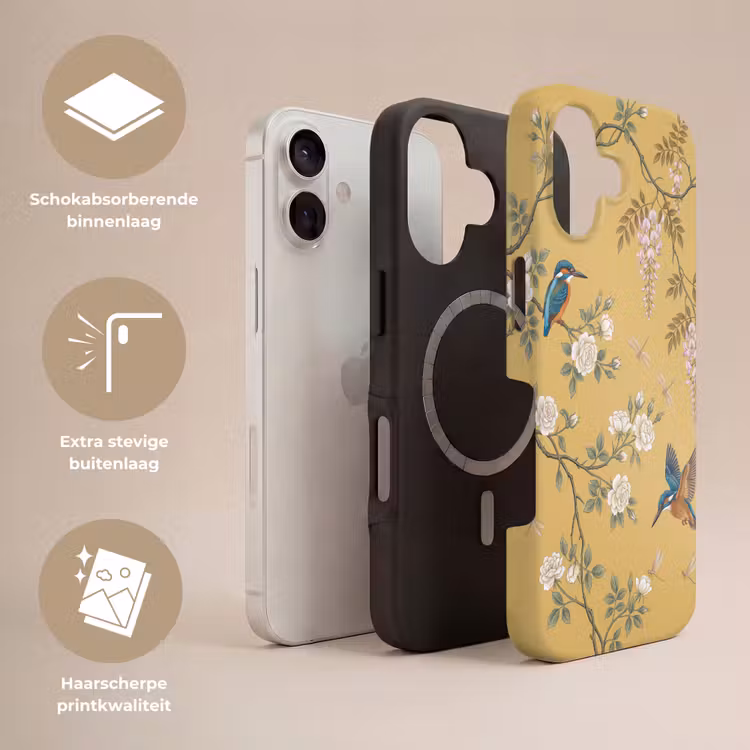 IJsvogels - Bloesem - Geel Toughcase MagSafe Apple iPhone 17 klein -USP_Lagen_NL