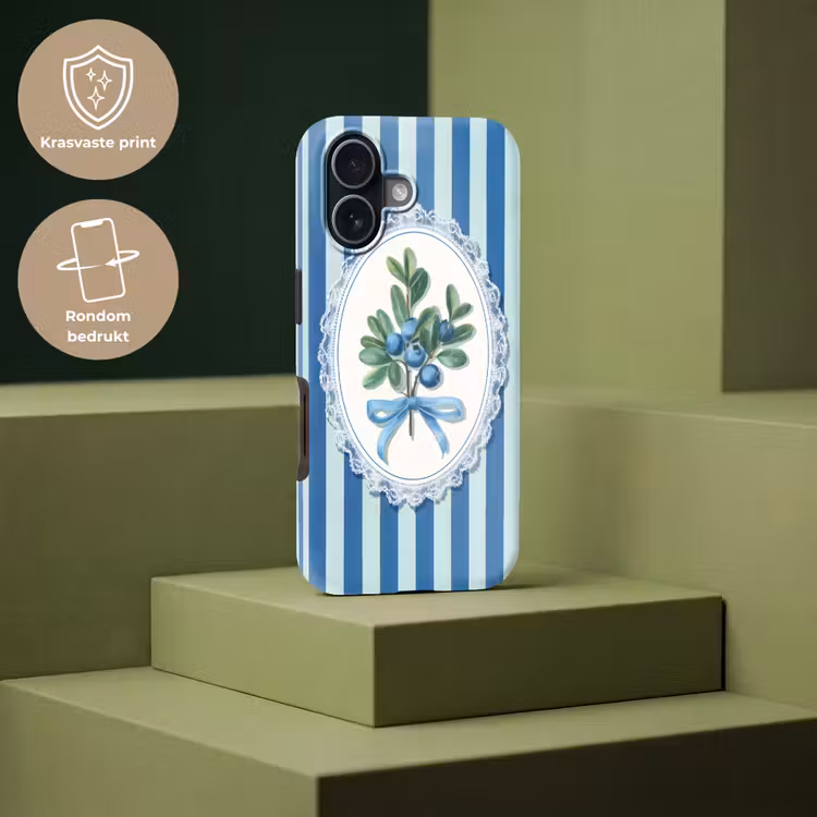 Illustratie - Bessen - Blauw - Strepen Toughcase MagSafe Apple iPhone 17 klein -USP_PrintM_NL