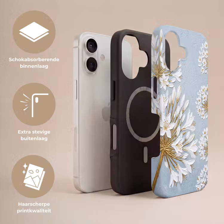 Illustratie - Bloemen - Blauw Toughcase MagSafe Apple iPhone 17 klein -USP_Lagen_NL