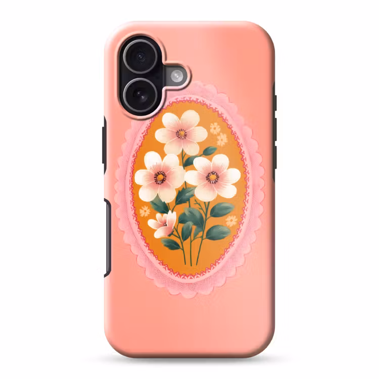 Illustratie - Bloemen - Rand - Roze Toughcase MagSafe Apple iPhone 17 klein -3d