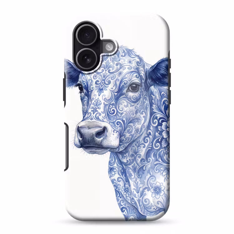 Illustratie - Koe - Blauw Toughcase MagSafe Apple iPhone 17 klein -3d