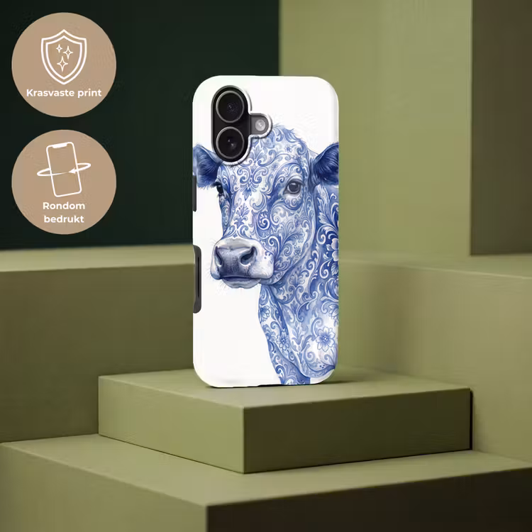 Illustratie - Koe - Blauw Toughcase MagSafe Apple iPhone 17 klein -USP_PrintM_NL