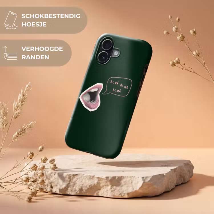 Illustratie - Mond - Donkergroen - Tekstwolkje Toughcase MagSafe Apple iPhone 17 klein -USP_RandenV_NL