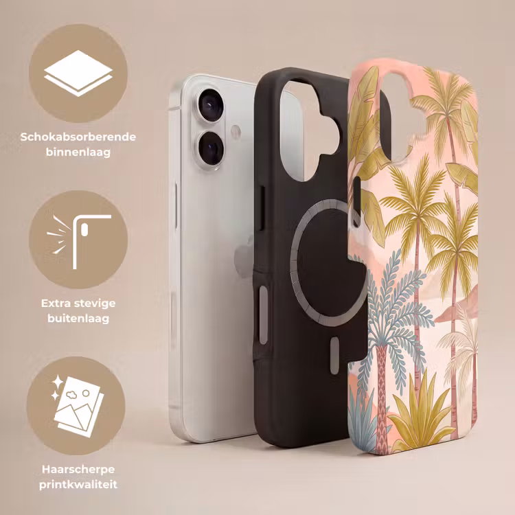 Illustratie - Palmbomen - Kleurrijk Toughcase MagSafe Apple iPhone 17 klein -USP_Lagen_NL