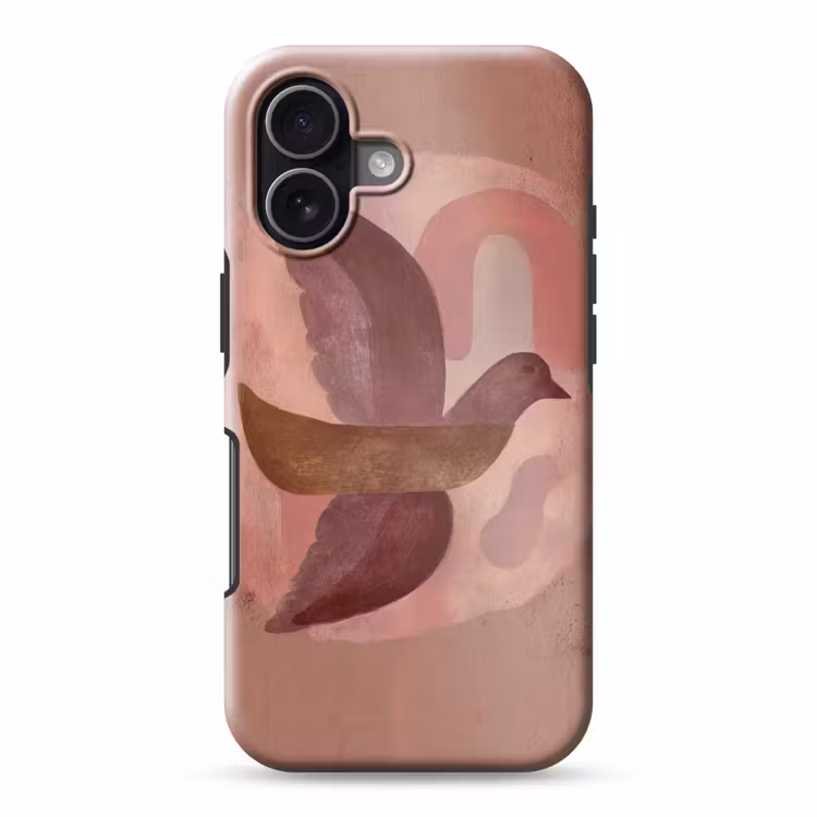 Illustratie - Vogels - Abstract - Roze Toughcase MagSafe Apple iPhone 17 klein -3d