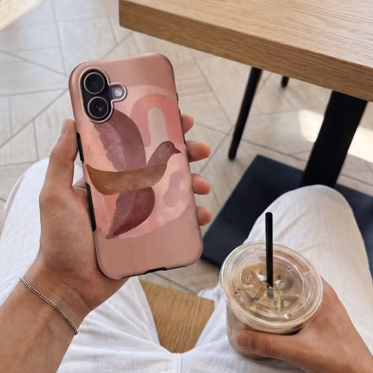 Illustratie - Vogels - Abstract - Roze Toughcase MagSafe Apple iPhone 17 klein -Sfeer1M