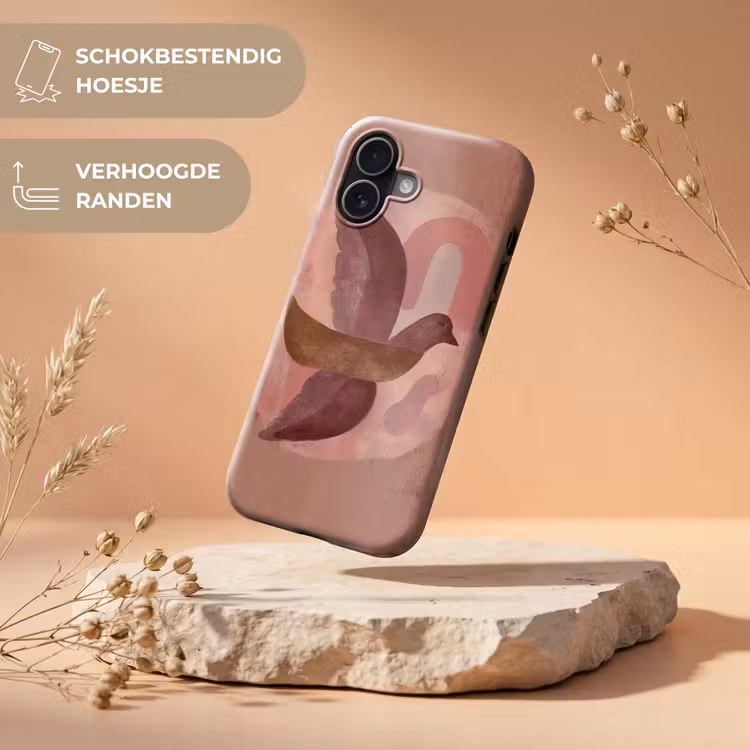 Illustratie - Vogels - Abstract - Roze Toughcase MagSafe Apple iPhone 17 klein -USP_RandenV_NL