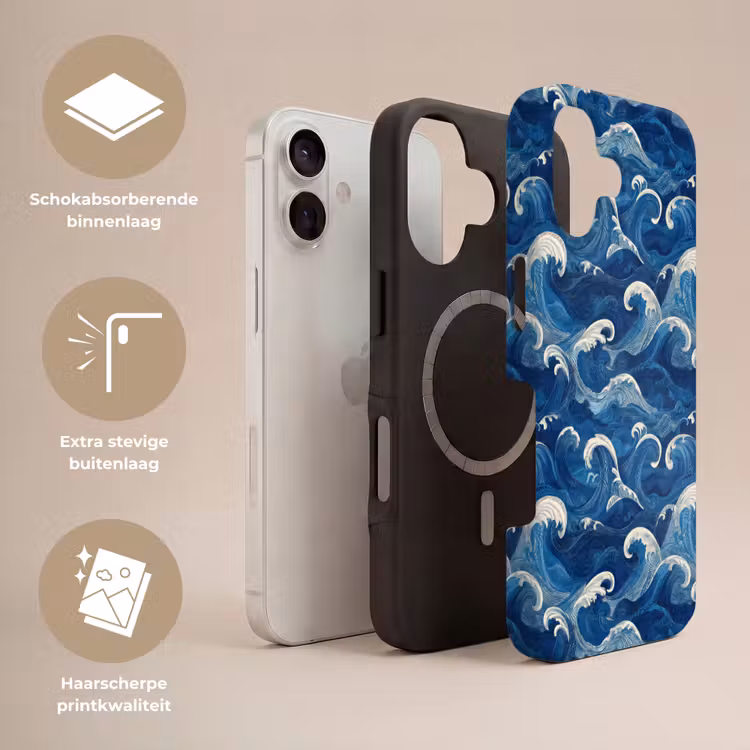 Japans - Oceaan - Golven - Blauw Toughcase MagSafe Apple iPhone 17 klein 1017 -USP_Lagen_NL