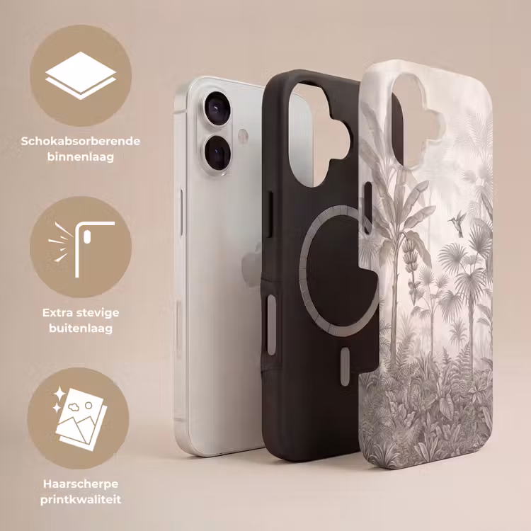 Jungle - Banenboom - Kolibrie - Beige Toughcase MagSafe Apple iPhone 17 klein -USP_Lagen_NL